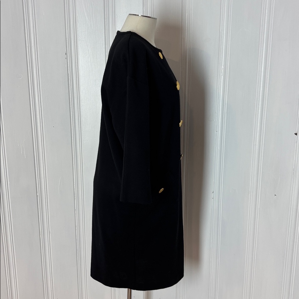 Adrienne Vittadini Black Long Sleeve Knit Dress with Gold Buttons - Picture 3 of 7
